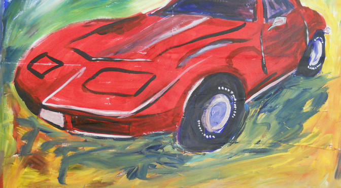 1973 Corvette Stingray Painting - 1973 Red Corvette Stingray by Candace Nalepa