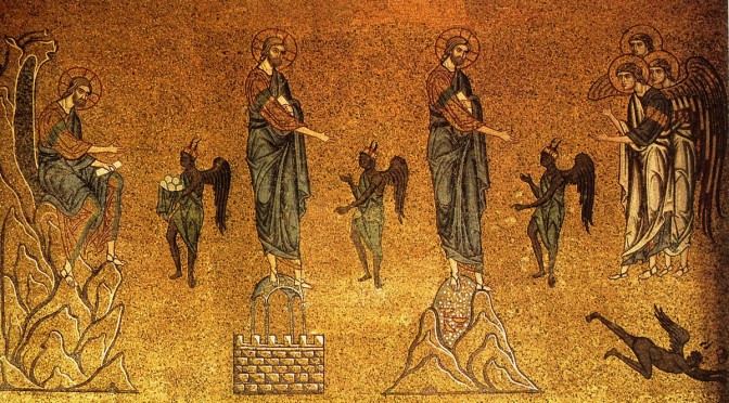The Temptations of Christ, 12th century mosaic at St Mark s Basilica, Venice. Temptations_of_Christ_(San_Marco).sermon Caitlin Trussell